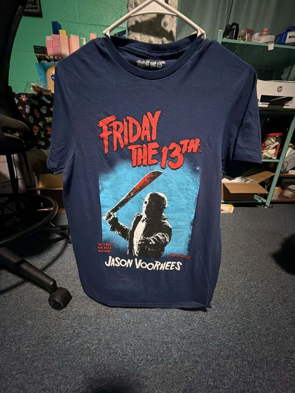 C0062 Friday the 13th Jason Voorhees Graphic Print Navy T-Shirt